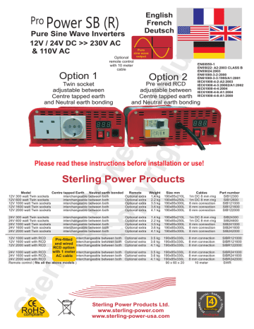 Sterling Power Products SIB24300 Instructions Manual | Manualzz