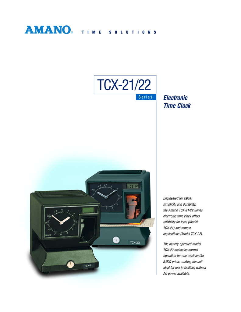 Tcx 21 22 Electronic Time Clock S E R I E S Manualzz