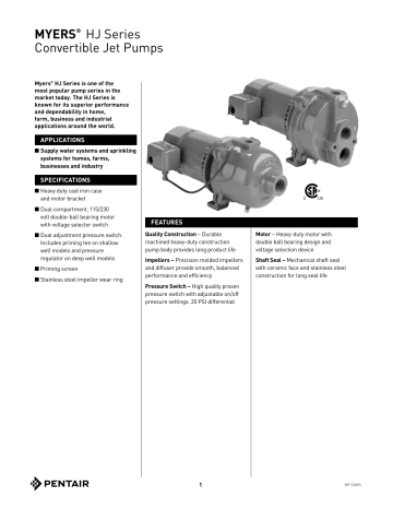 MYERS HJ Series Convertible Jet Pumps | Manualzz