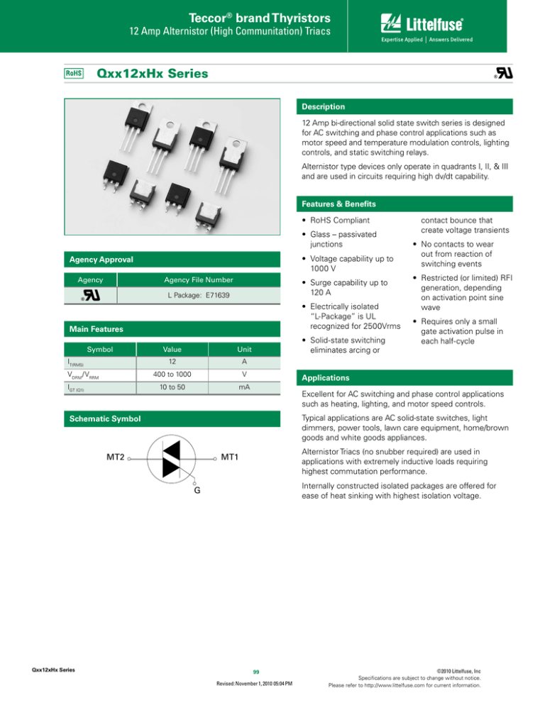 Datasheet For Q6012lh2 By Littelfuse Manualzz