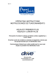 AquaJoy Premier Plus &amp; Junior Plus Bath Lifts Operating Instructions