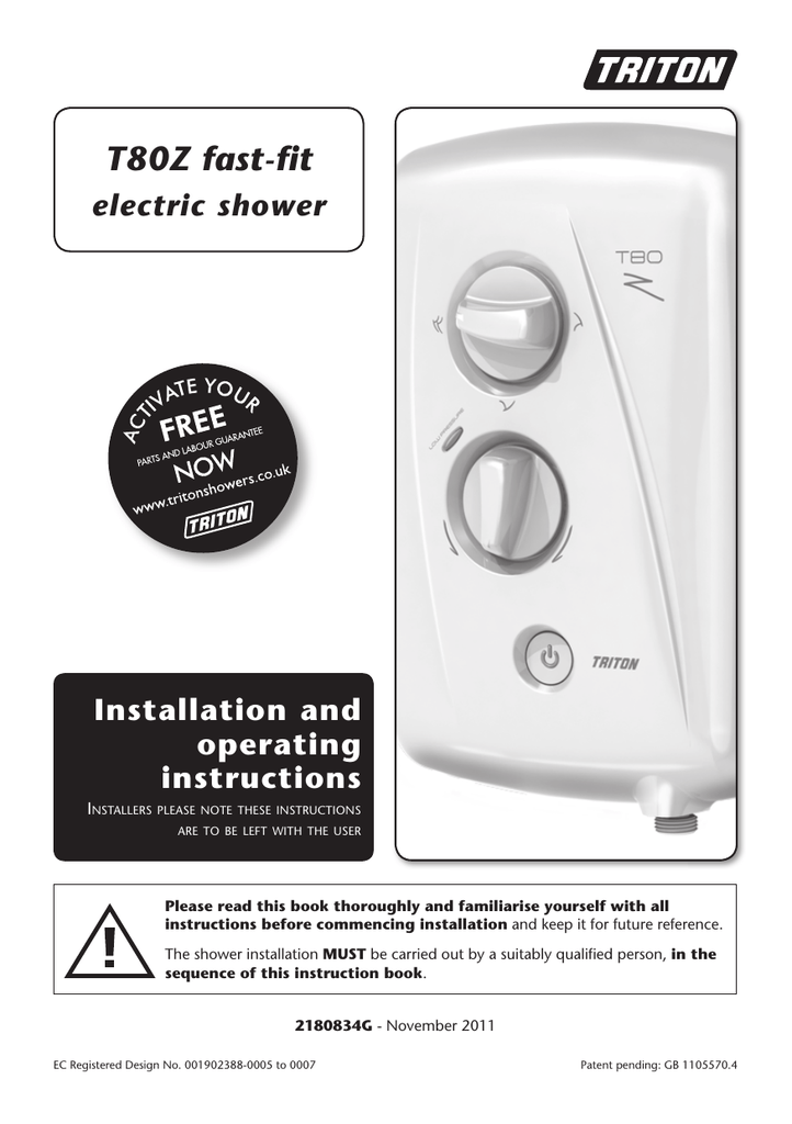 Triton T80Z SLIMLINE Installation And Operating Instructions Manual