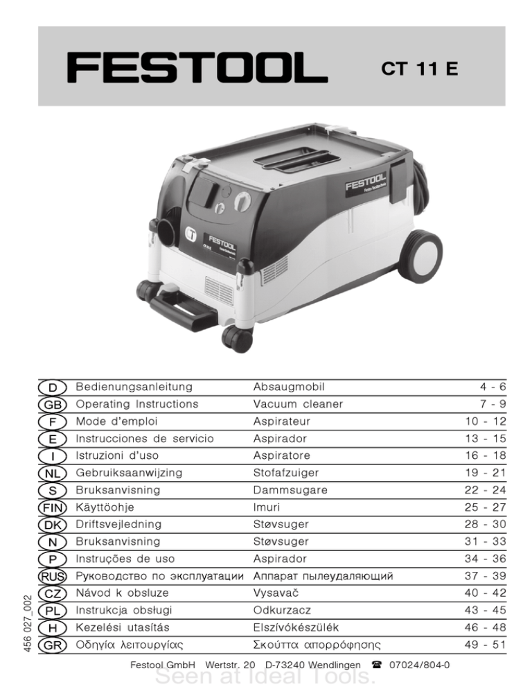 Festool 002 Ct 11 E User Manual Manualzz