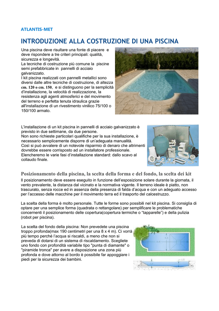 Collegare la piscina vuoto sopra la piscina di terra