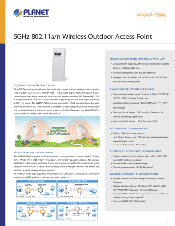 5GHz 802.11a/n Wireless Outdoor Access Point WNAP-7206 Key  Features | Manualzz