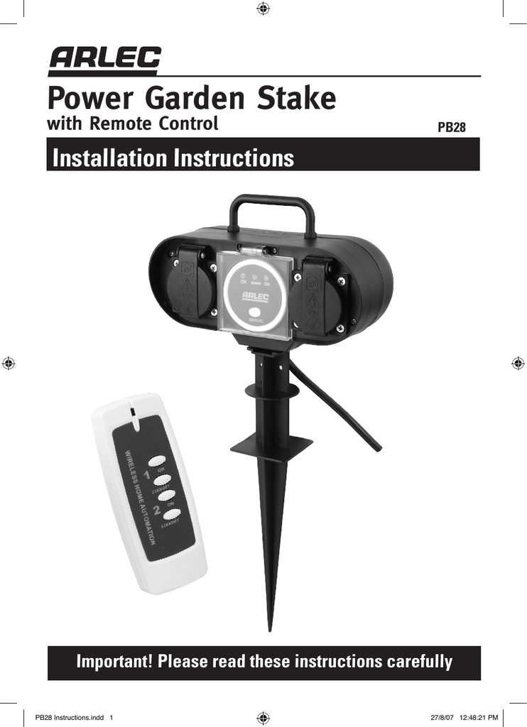 Power Garden Stake Installation Instructions With Remote