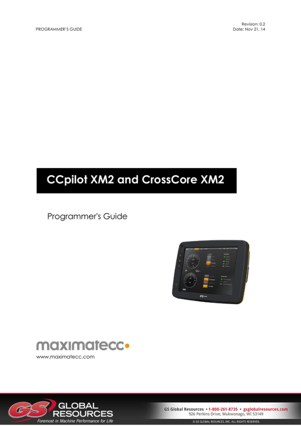 Ccpilot Xm2 And Crosscore Xm2 Programmer S Guide Www Maximatecc Com Manualzz