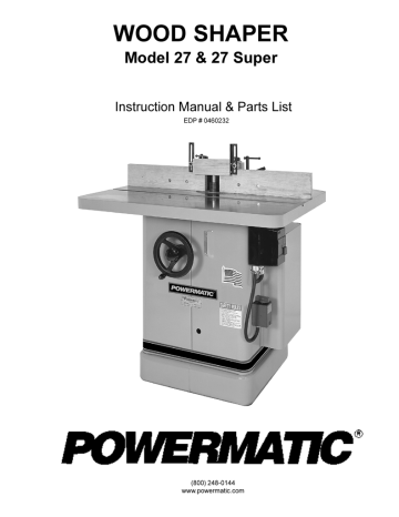 Powermatic Model 27 Shaper | Manualzz