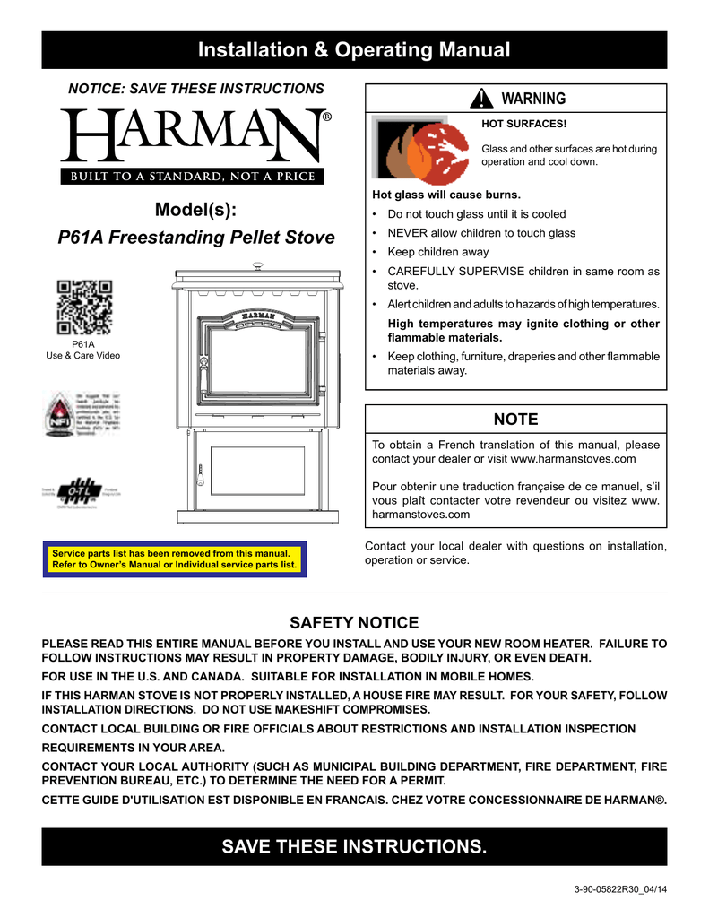 Harman P61A Pellet Stove Manualzz