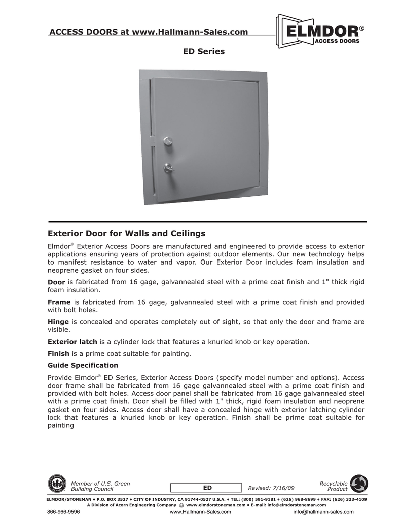 Dw Zzz Doopdqq 6dohv Frp Access Doors Ed Series Exterior Door For