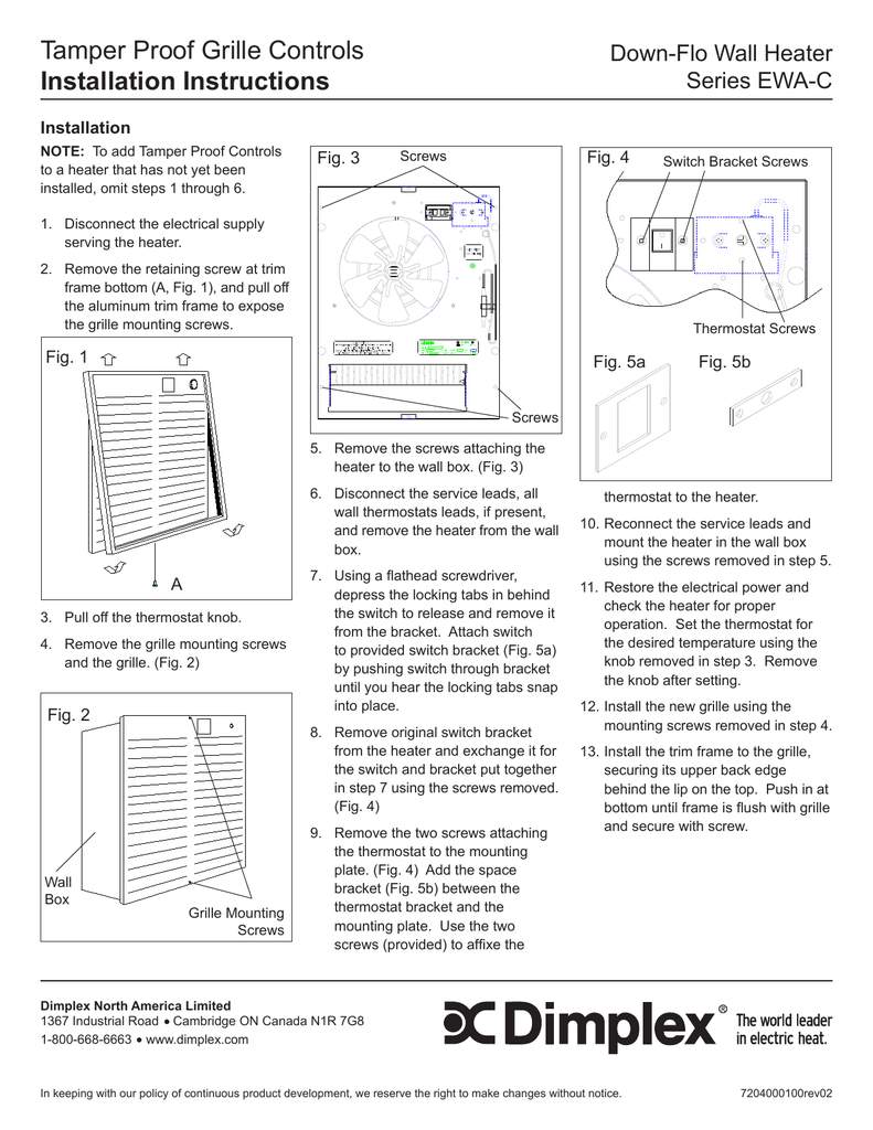 Ewa C Down Flo Wall Heater Series Tamper Proof Grill Manualzz