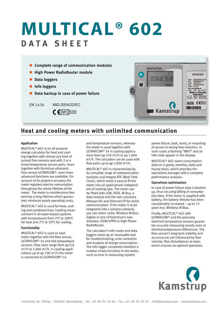 Kamstrup Multical 602 Heat Meter Ultrasonic Energy Meter Heating Cooling Measurement Rhi Pliant Manualzz Kamstrup Multical 602 Heat Meter Ultrasonic Energy Meter Heating Cooling Measurement Rhi Pliant Manualzz