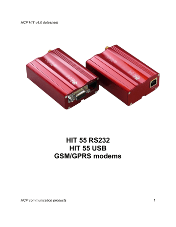 HIT 55 RS232 HIT 55 USB GSM/GPRS modems HCP HIT v4.0 datasheet | Manualzz