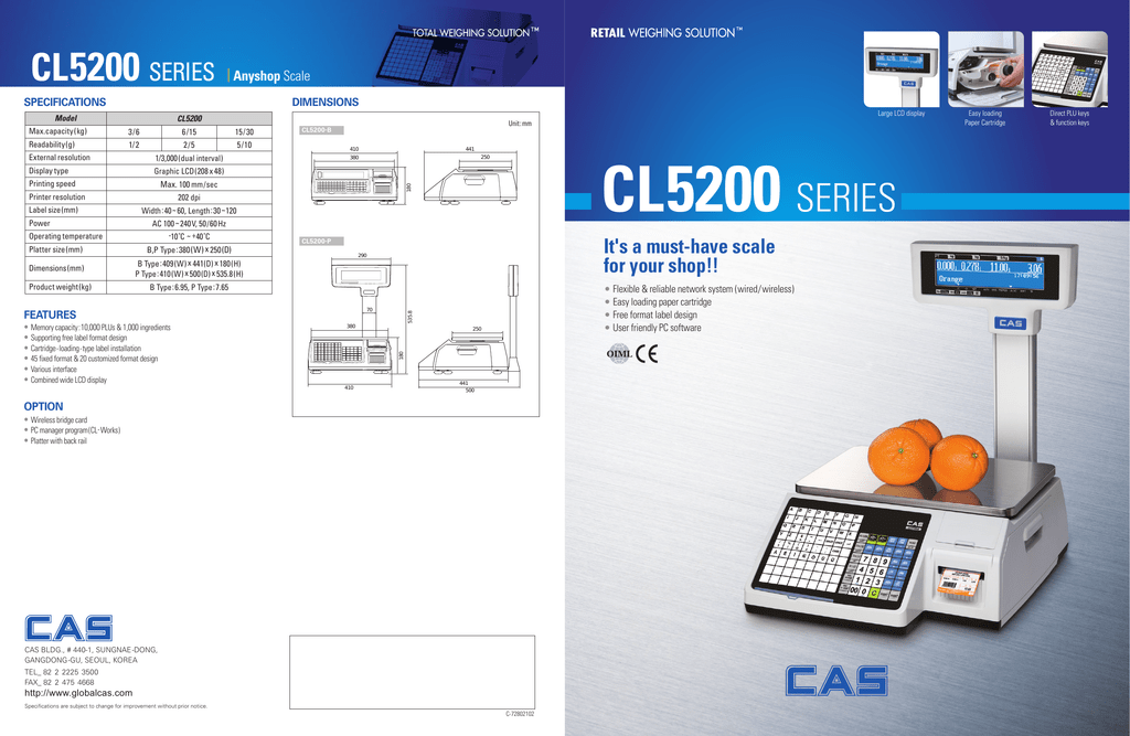 Våg CAS-CL5200 Broschyr | Manualzz