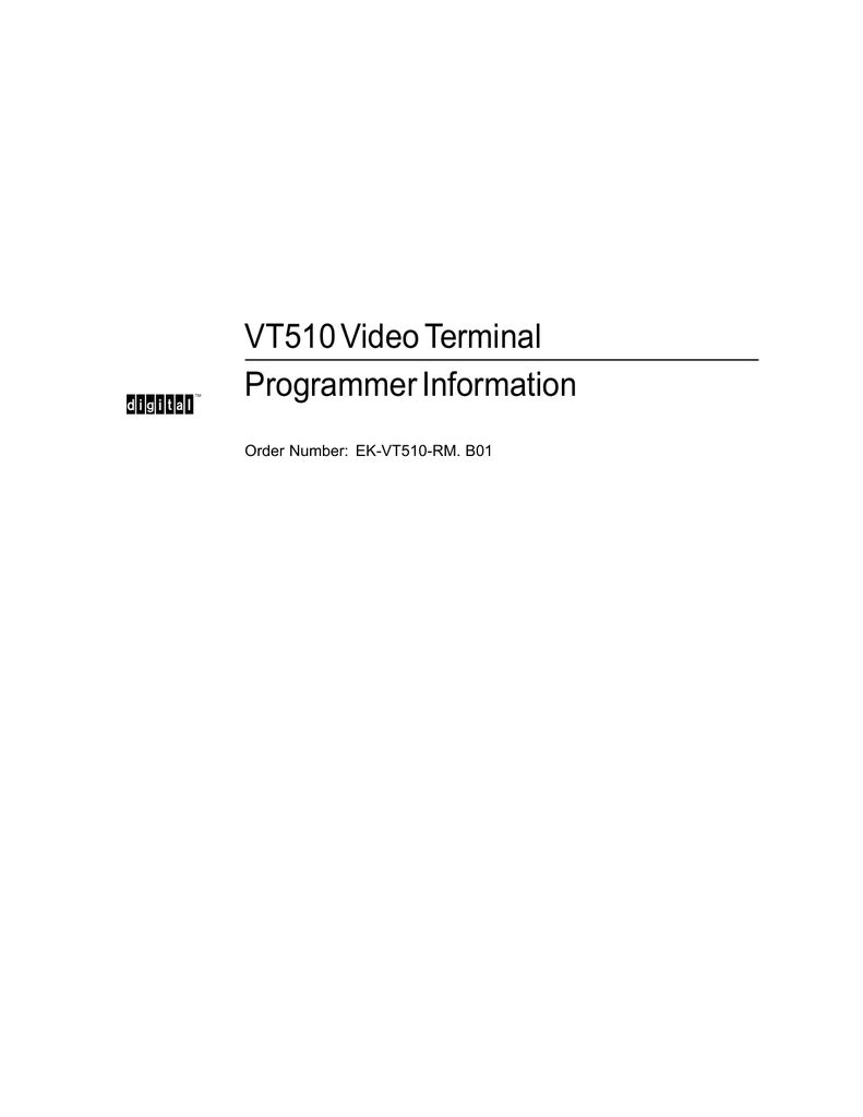 Vt510 Video Terminal Programmer Information Ek Vt510 Manualzz