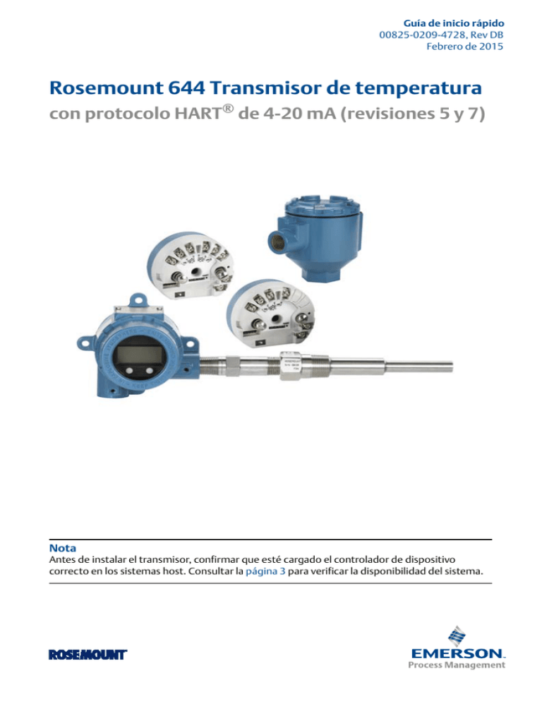 Rosemount 644 Transmisor de temperatura con protocolo HART ® | Manualzz