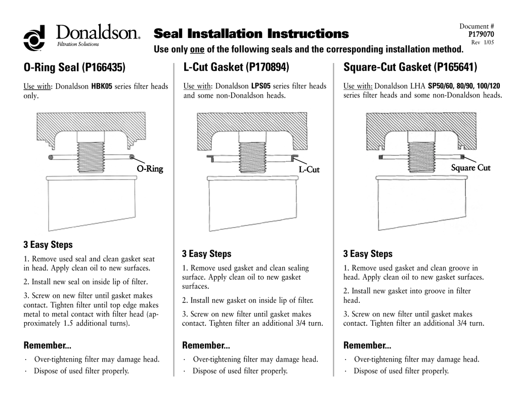 Seal Gasket Instructions Manualzz