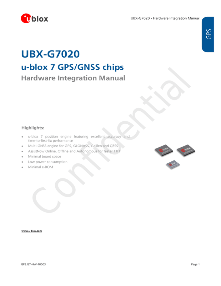 U Blox 7 Ubx G70 Kt Hardware Integration Manual Manualzz