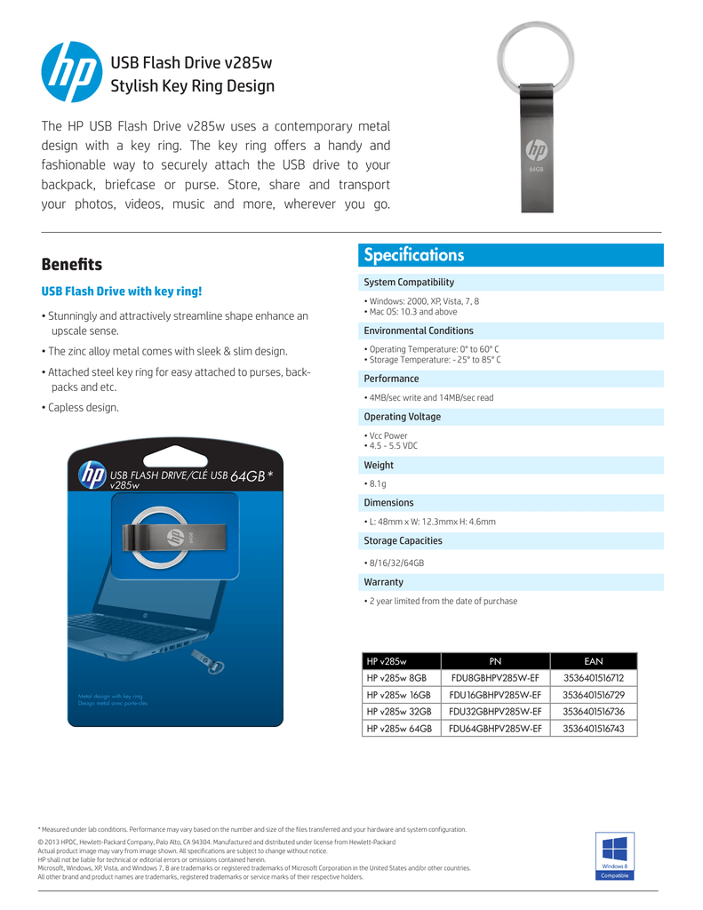 Clé USB HP PNY v210w 8GB