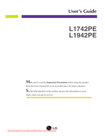 LG Flatron L1742PE User's Guide | Manualzz