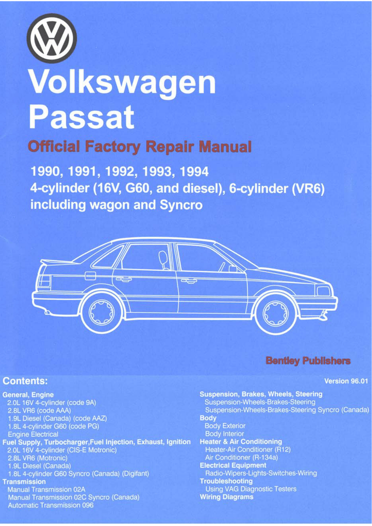 Volkswagen Passat B3 Instrument Cluster Eng Manualzz