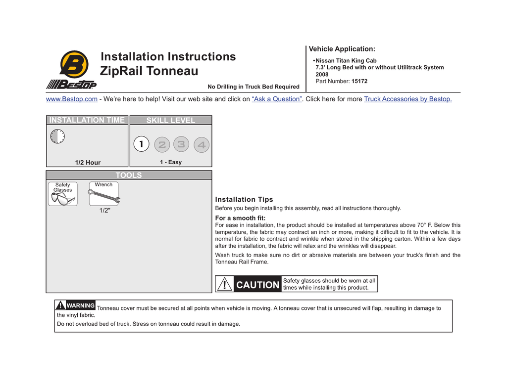 Ziprail Tonneau Installation Instructions Vehicle Application Manualzz