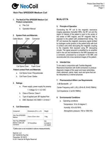 NeoCoil Flex SPEEDER Medium Coil - Product Data Sheet | Manualzz