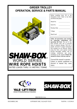 SHAW-BOX World Series Wire Rope Hoist Manual