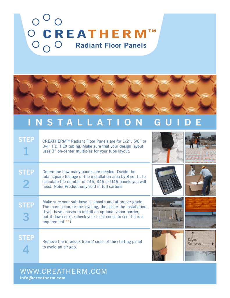 Creatherm Radiant Floor Panels Pdf Techs And Specs Manualzz Com