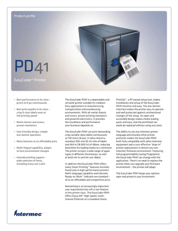 Intermec Pd41 Spec Sheet Manualzz