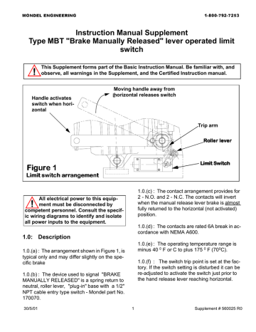 Technical Bulletin MBT, MST Brake Manually Released Limit Switch 560025 |  Manualzz  Wiring Diagram Of Mst Plug    Manualzz