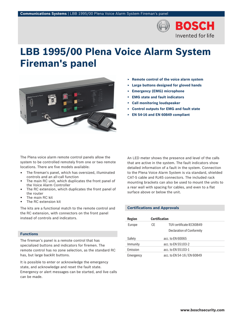 Bosch Lbb 1995 00 Datasheet Manualzz