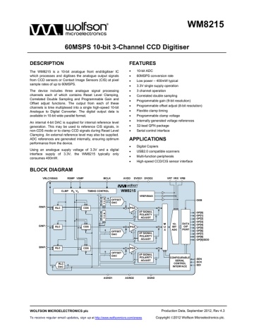 WM8215 Product Datasheet | Manualzz