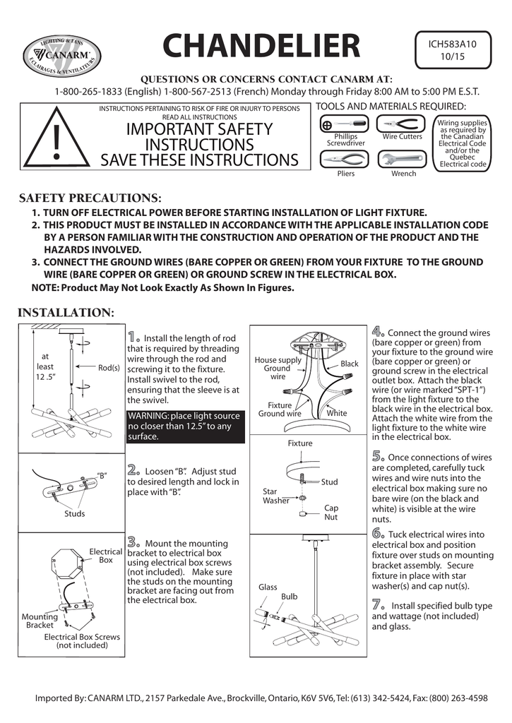 Instructionmanual Ich583a10 10 Manualzz Instructionmanual Ich583a10 10 Manualzz, Installing Light Fixture Wires Not Marked