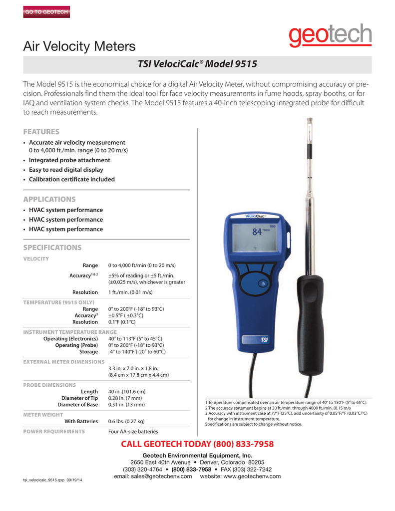 TSI VelociCalc® 9515 | Manualzz