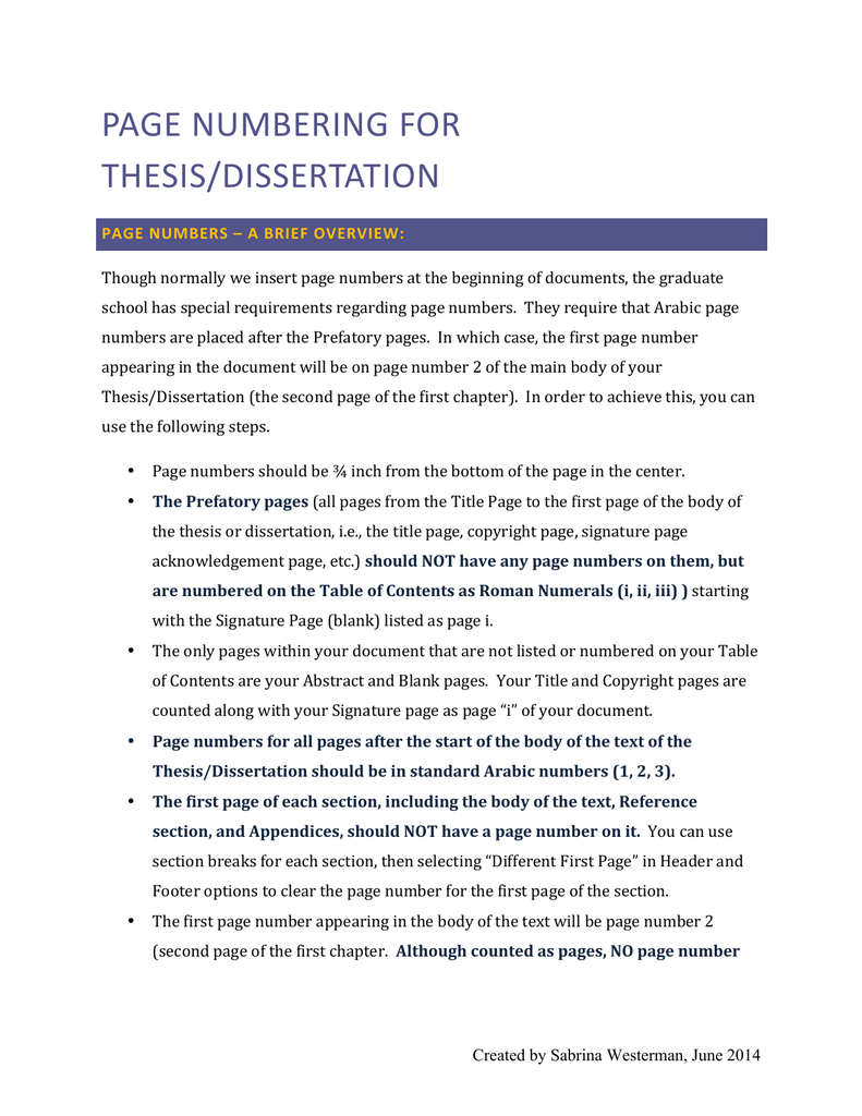 numbering thesis