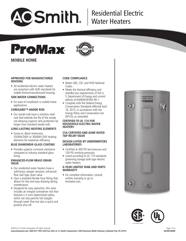 Hud Approved Water Heaters