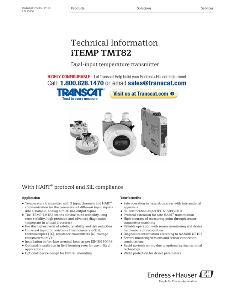 Endress+Hauser iTEMP TMT82 datasheet Manualzz