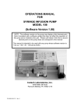 Syringe Infusion Pump Model 100 Operations Manual