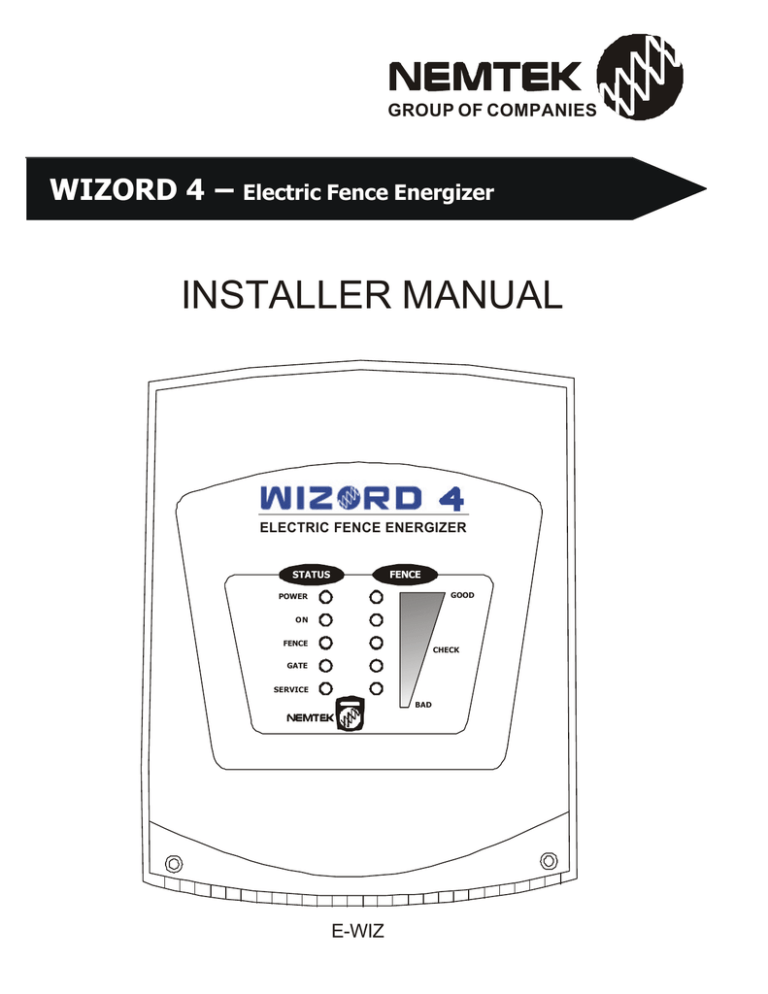 Installer Manual Wizord 4 Electric Fence Energizer Manualzz