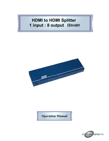 HDMI to HDMI Splitter #489 Operation Manual | Manualzz