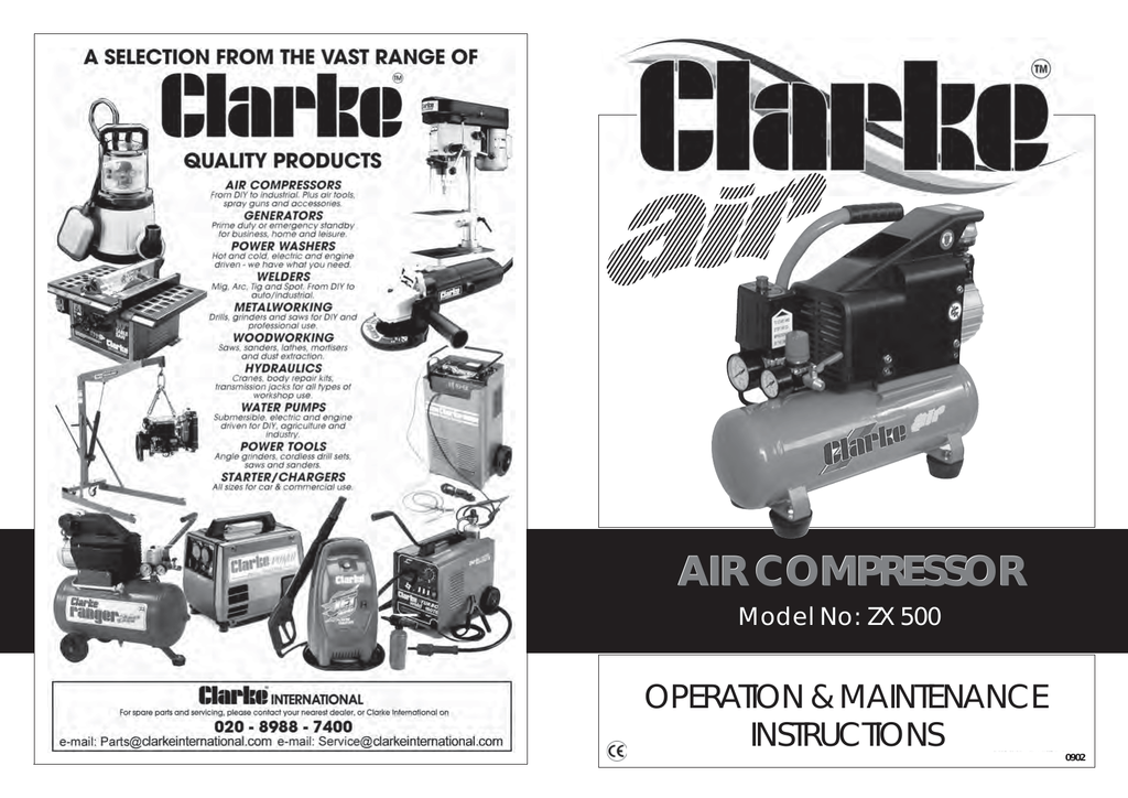 Air Compressor Operation Amp Maintenance Instructions Model No Air Compressor Operation Amp