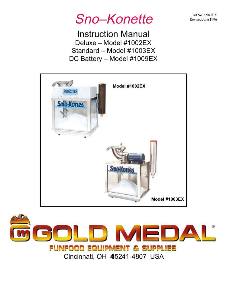 gold medal snow cone machine 1003