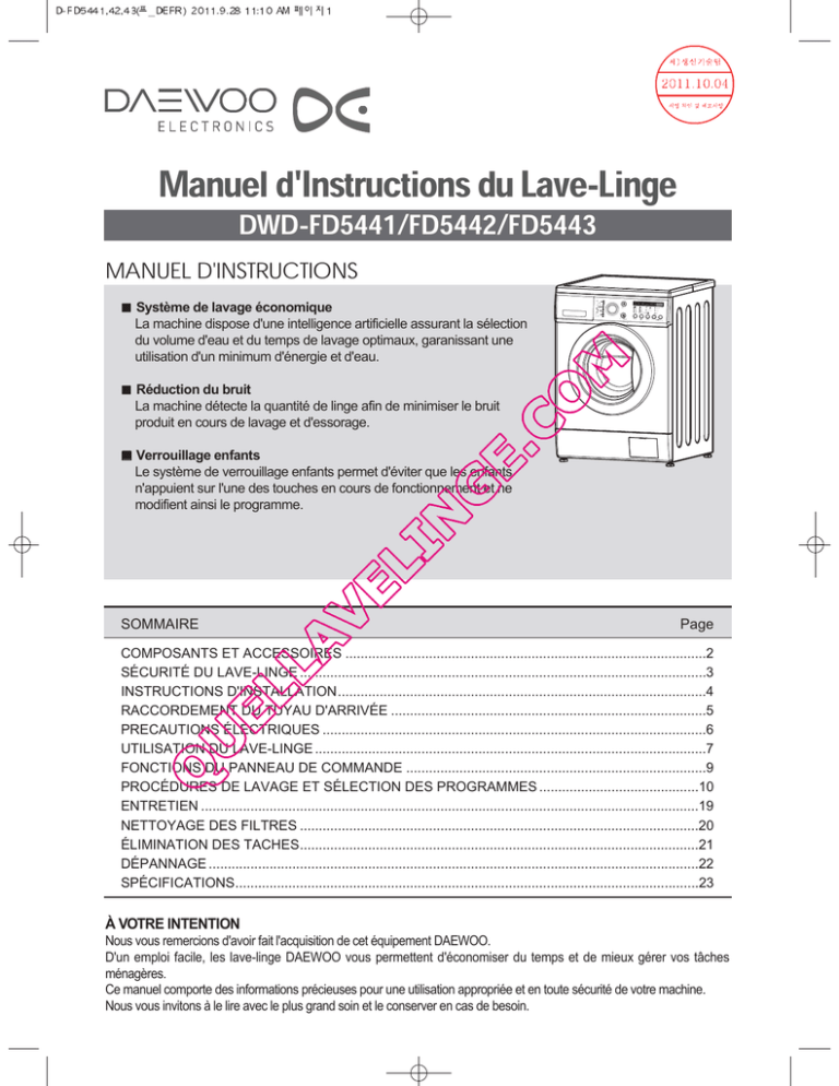 1969 Daewoo Dwdf5442 Lave Linge Machine A Laver Notice Manualzz