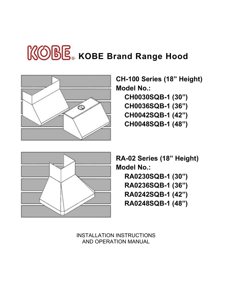 KOBE Brand Range Hood Manualzz