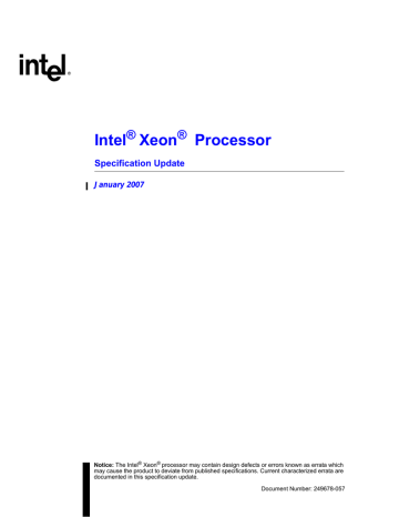 Intel SL6NQ - Xeon 2.4 GHz/533MHz/512 KB CPU Processor 2.4GHz Specification | Manualzz