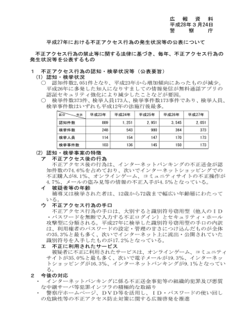 平成２７年における不正アクセス行為の発生状況等の公表について Manualzz