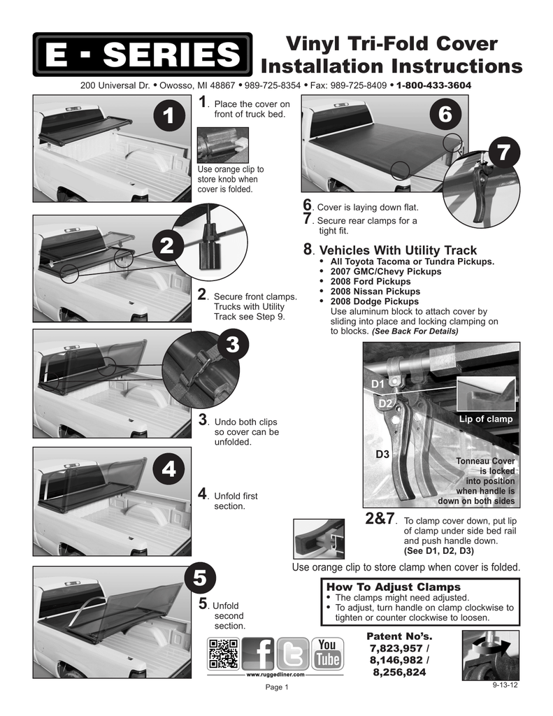 Rugged Liner Premium Tri Fold Tonneau Cover Installation Instructions Manualzz