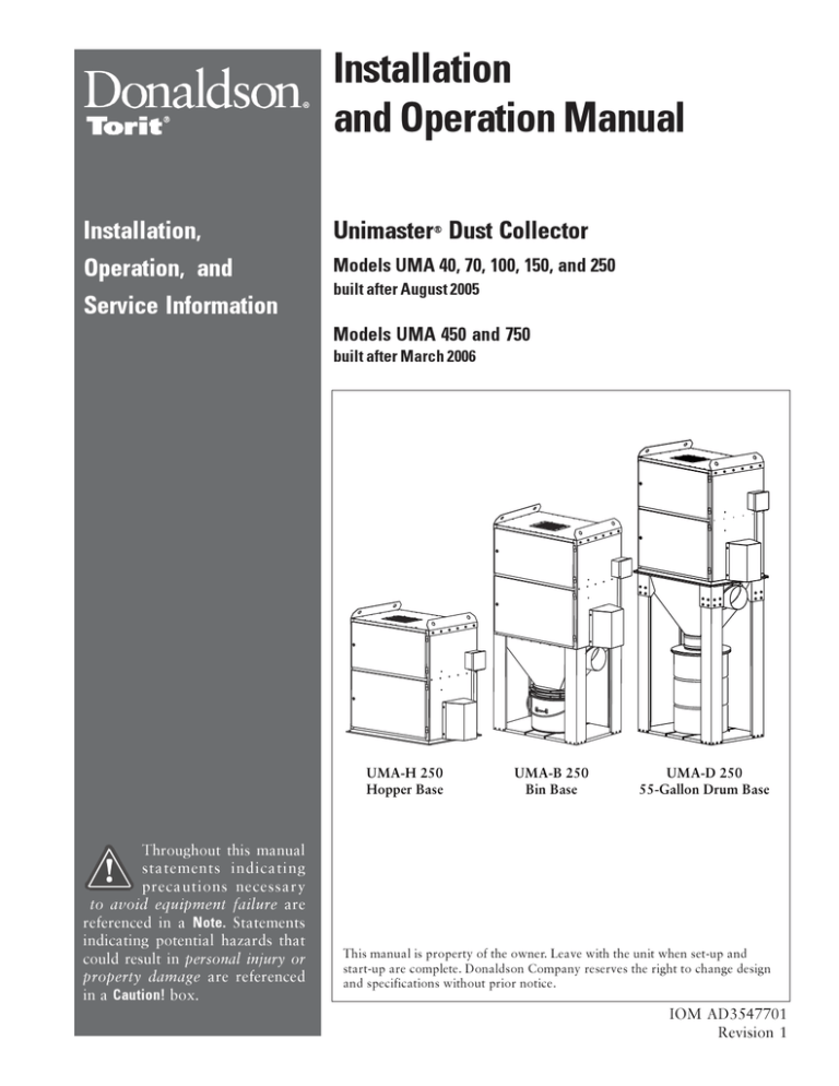 Unimaster Manual Iom Uma 40 70 100 150 250 450 And 750 Built After 8 05 Manualzz