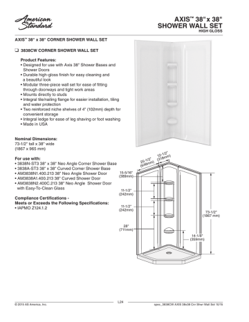 Axis 38 34 X 38 34 Shower Wall Set Manualzz